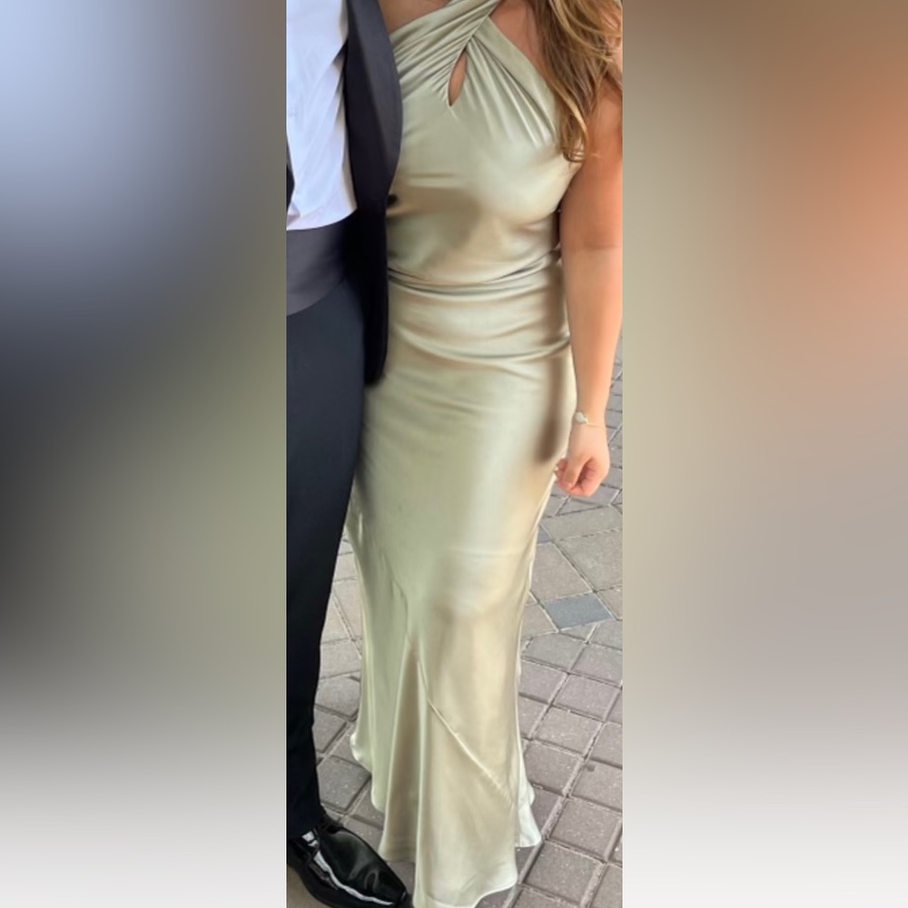 Show Me Your Mumu Jasmine Halter Maxi Dress; Moss Green Satin S Small Wore Once